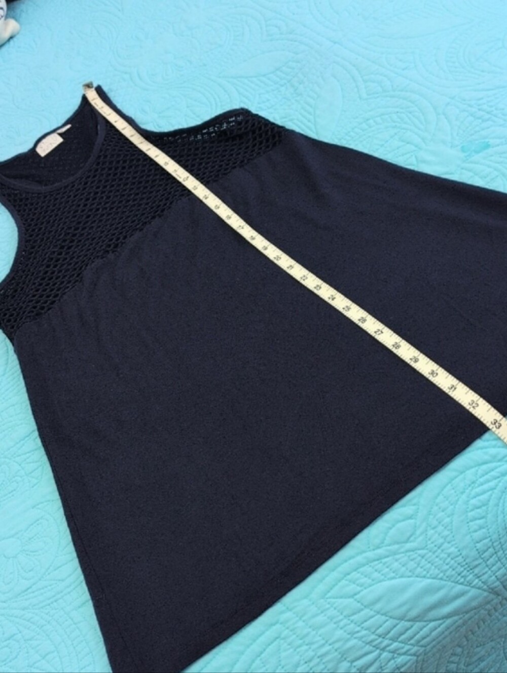 Sleeveless Blue Mesh Yoke Women's Beach Dress Coverup Medium - Picture 6 of 9